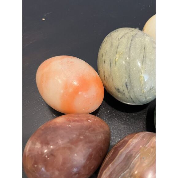 Vintage Alabaster Marble Stone Eggs Lot Of 7 3” - Picture 4 of 5